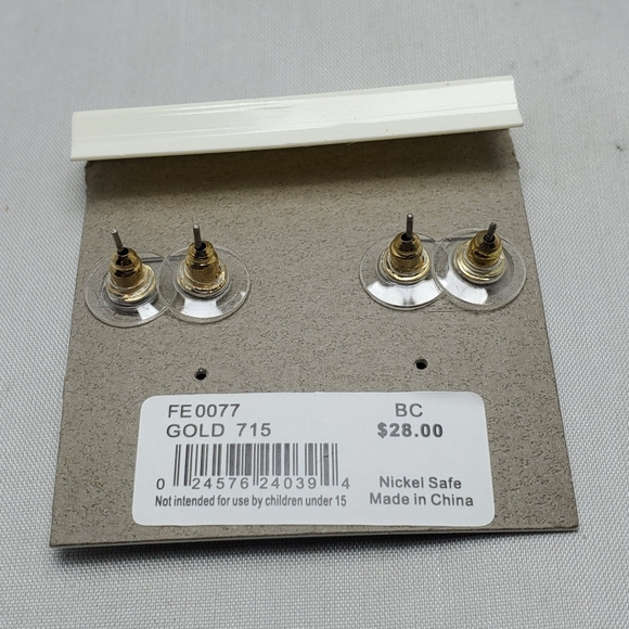 French connection gold charm stud earrings - Picture 7 of 7